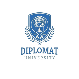 This text is already in English language. It is the name of an institution called "Diplomat University." logo